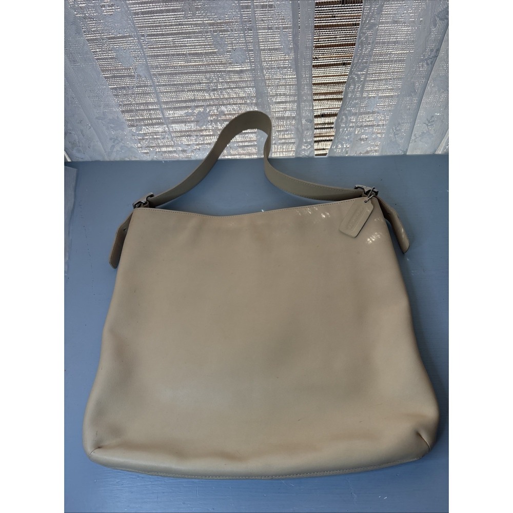 Vintage COACH Cream Butter Yellow Leather, Slim Shoulder Bag, Large, 9406 USA